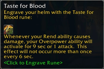 wow sod phase 3 warrior taste for blood rune